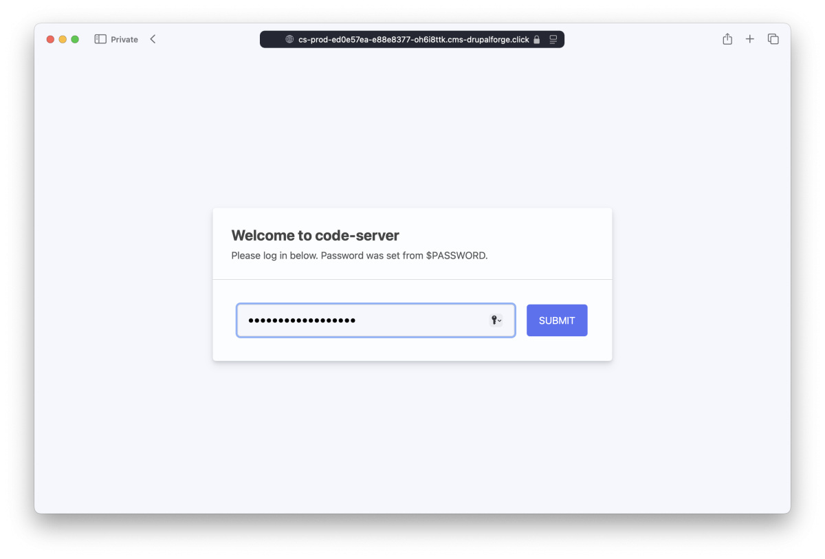 Paste the password into the password form.
