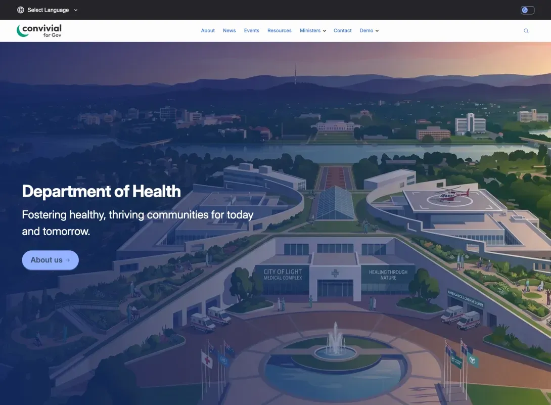 Convivial Gov site template screen shot