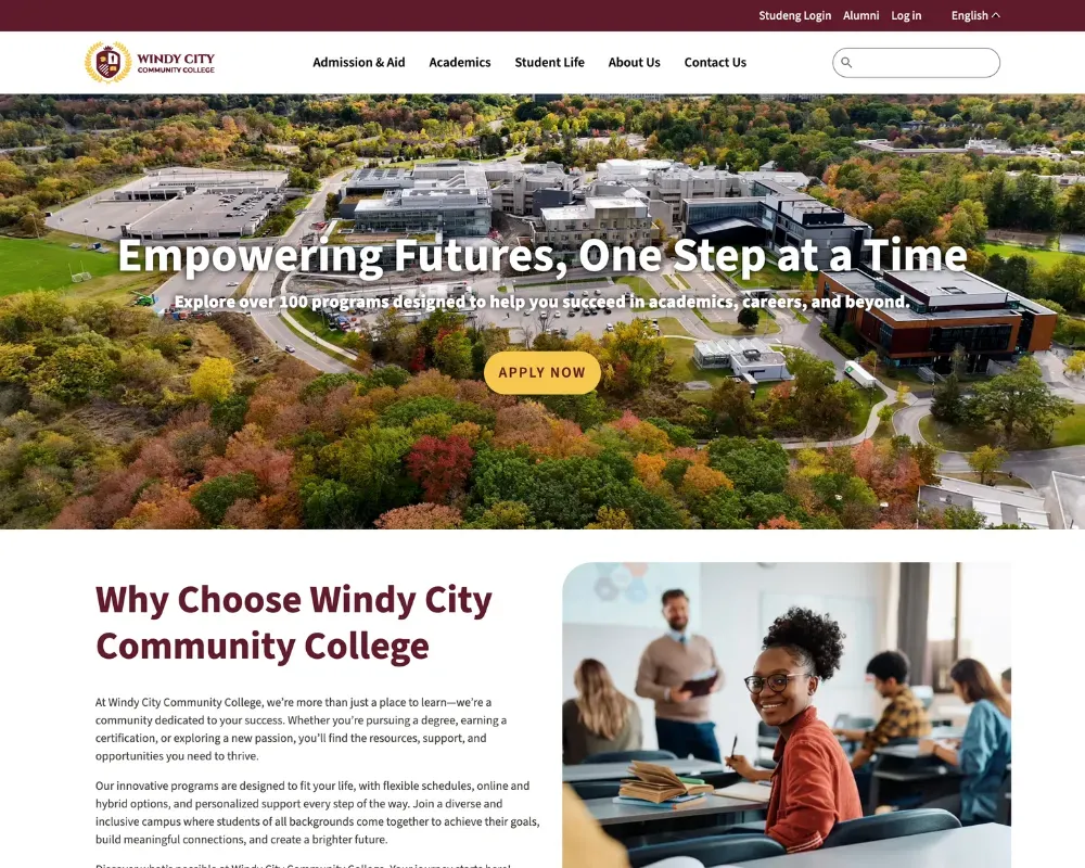 Provus EDU site template screen shot