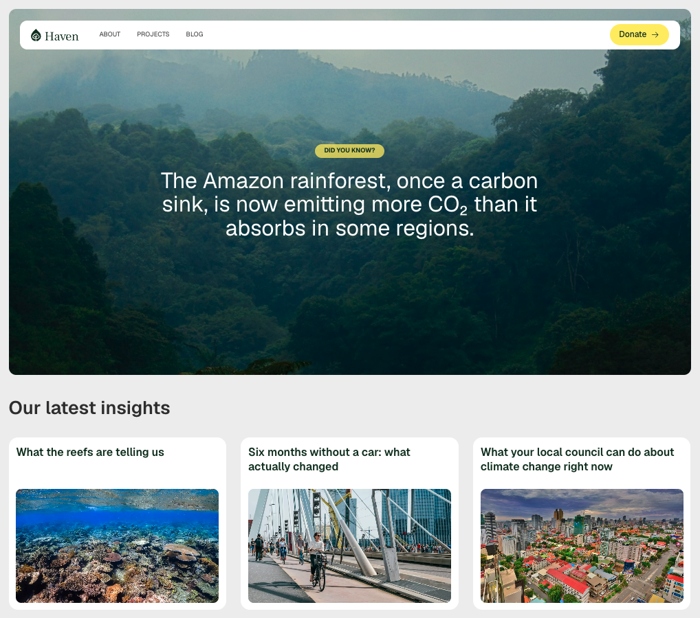 Haven site template screen shot