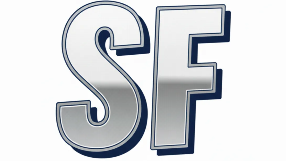ShopForge logo featuring the stylized letters 'SF' in a metallic silver gradient with a bold blue outline and drop shadow.